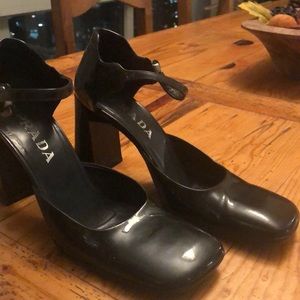 Prada black patent leather shoe